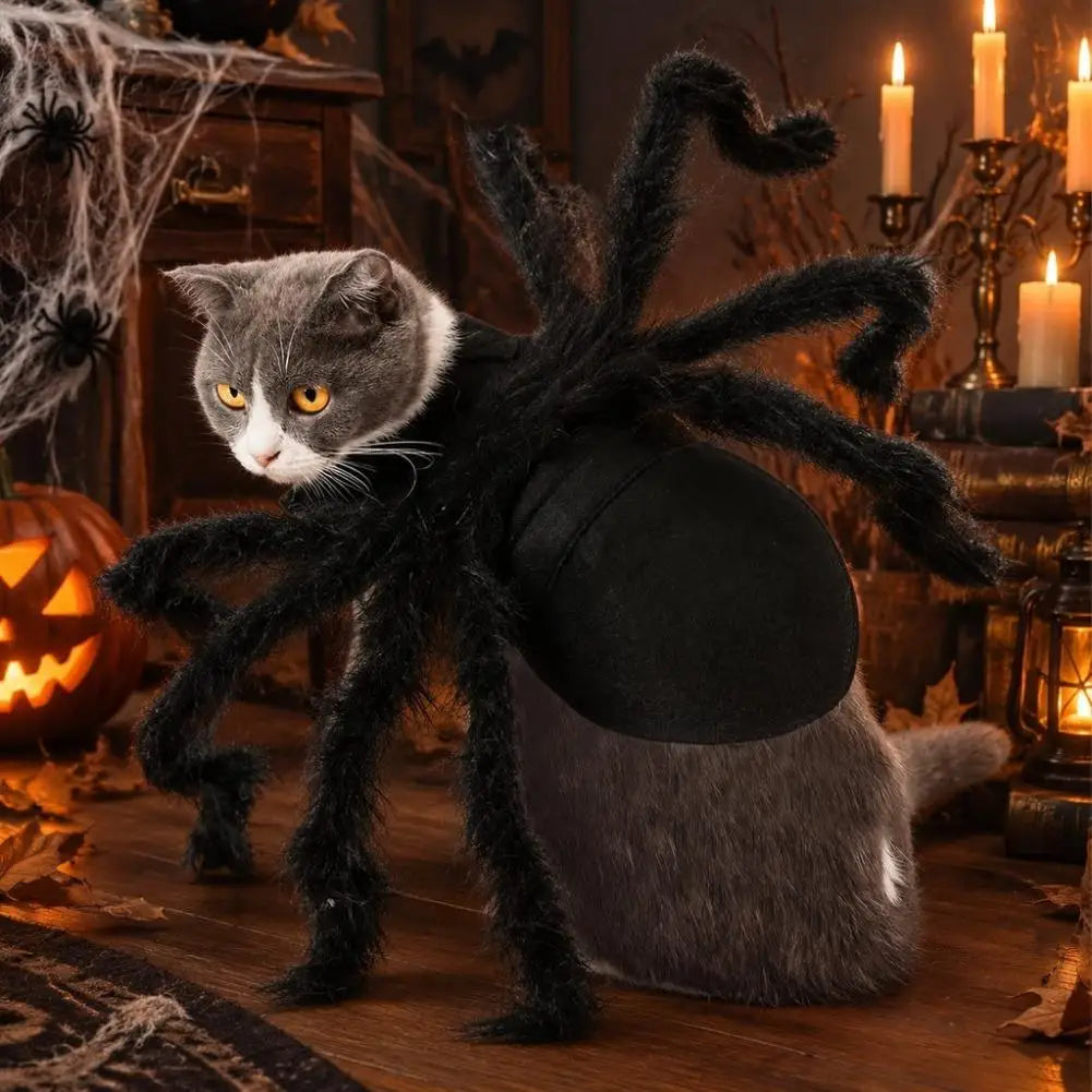 Halloween Dog Cat Spider Costume Funny Pet Cosplay Clothes Realistic Furry Chest Back Design Party Costumes for Small Medium Pet