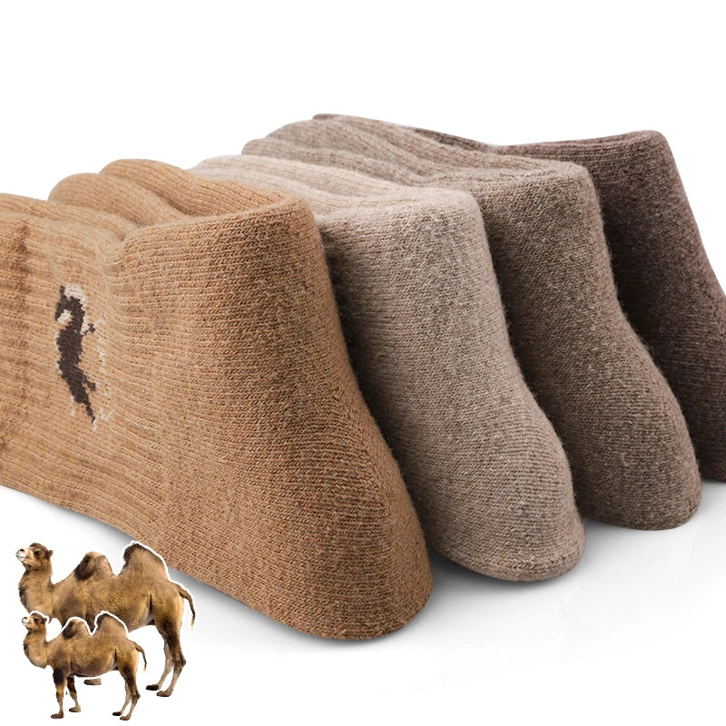 5Pairs Winter Men's Wool Socks Thick Thermal Animal Sports Socks Outdoor Hiking Cycling Soft Casual Mid Tube Snow Socks