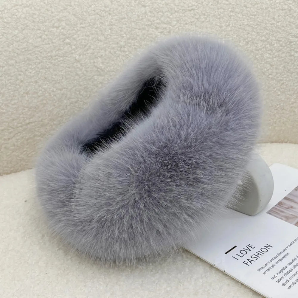Fashion Thick Turban Hat Keep Warm Solid Color Wide Headwrap Imitation Fox Fur Elastic Ski Hats Winter