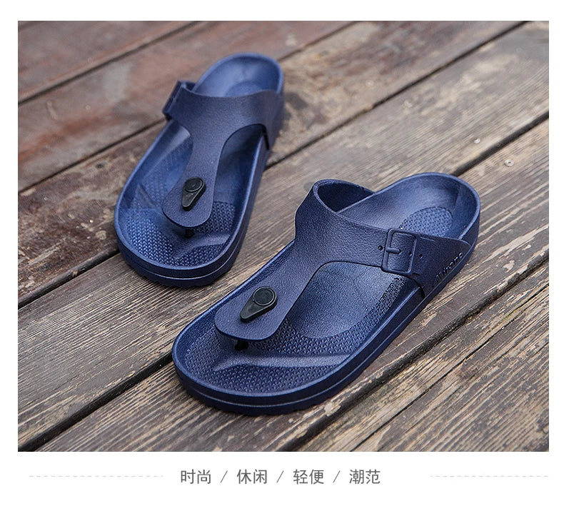 2026 New Summer Flip-flops for Men, Anti-slip, Trendy and Casual Solid-color Beach Shoes