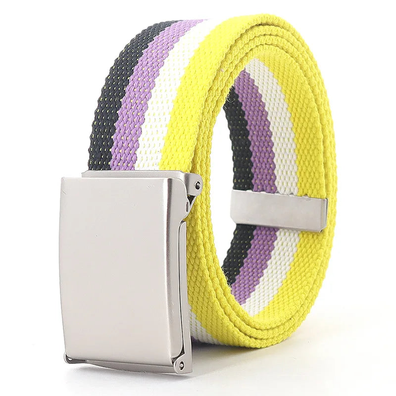 3.8cmX120cm Rainbow Striped Belt Unisex Luxury Brand Design High Quality Slim Belt Fashion Casual Jeans Dress Accessories