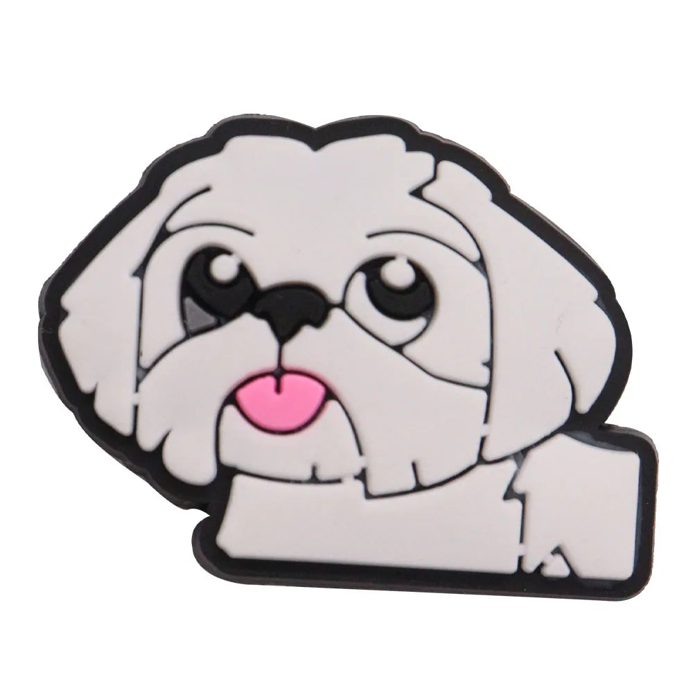 1PCS PVC Kawaii Animal Kinds Of Dog Mom Dad Sandals Shoe Decoration Charms Fit Wristbands Buckle Slipper Accessories Xmas Gifts