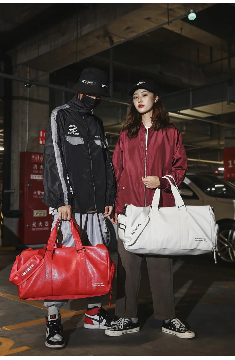 Men Gym Bag custom logo Large Dry And Wet Fitness Handbag Male Female Sports bag personality customization PU Leather Travel bag