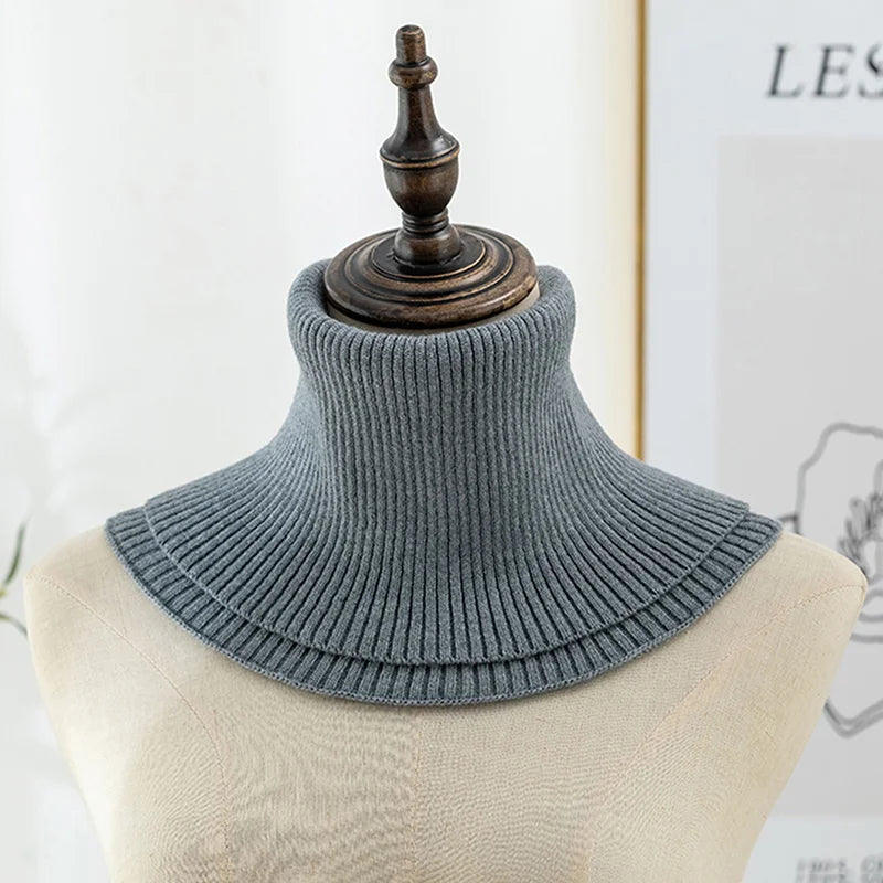 Knitted Fake Collar Ring Scarf For Woman Autumn Winter Warm Solid Color Neck Muffler Detachable Collar Scarves 25*17cm