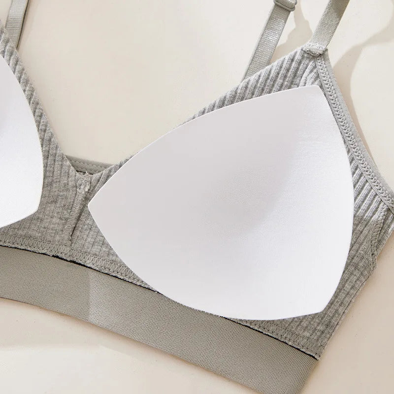 Women Cotton Tube Tops Wire Free Bra Solid Color Adjusted Straps Lingerie Breathable Underwear Push Up Tube Bra Cropped Top