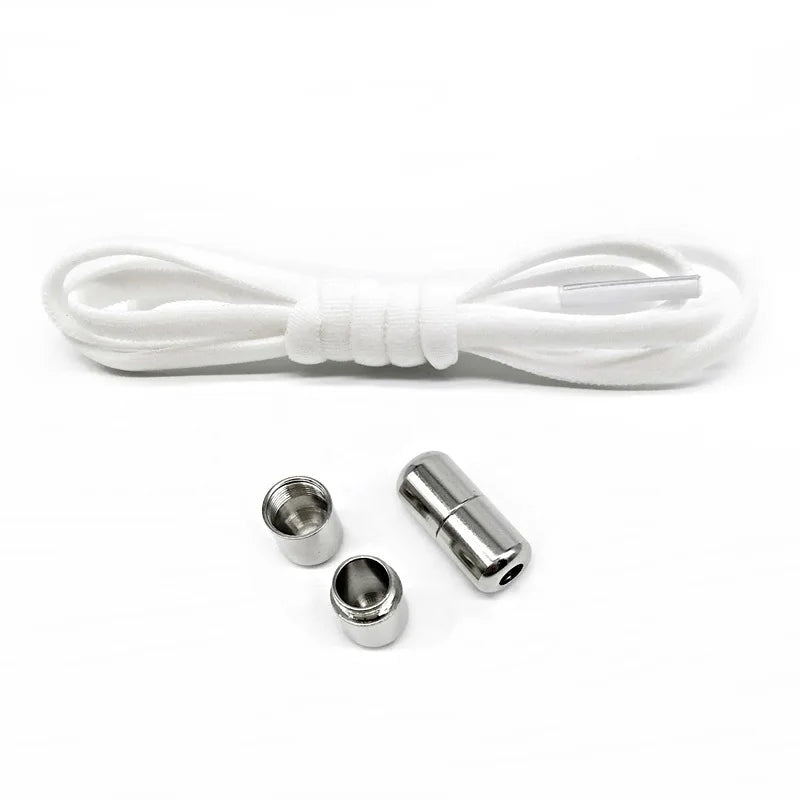Tie-Free Elastic Shoelaces Semi-Round Lazy Laces with Metal Capsule Buckle for Easy And Secure Shoe Fastening