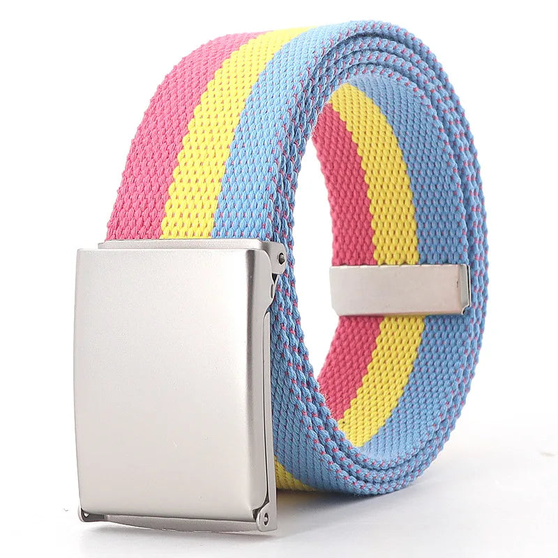3.8cmX120cm Rainbow Striped Belt Unisex Luxury Brand Design High Quality Slim Belt Fashion Casual Jeans Dress Accessories