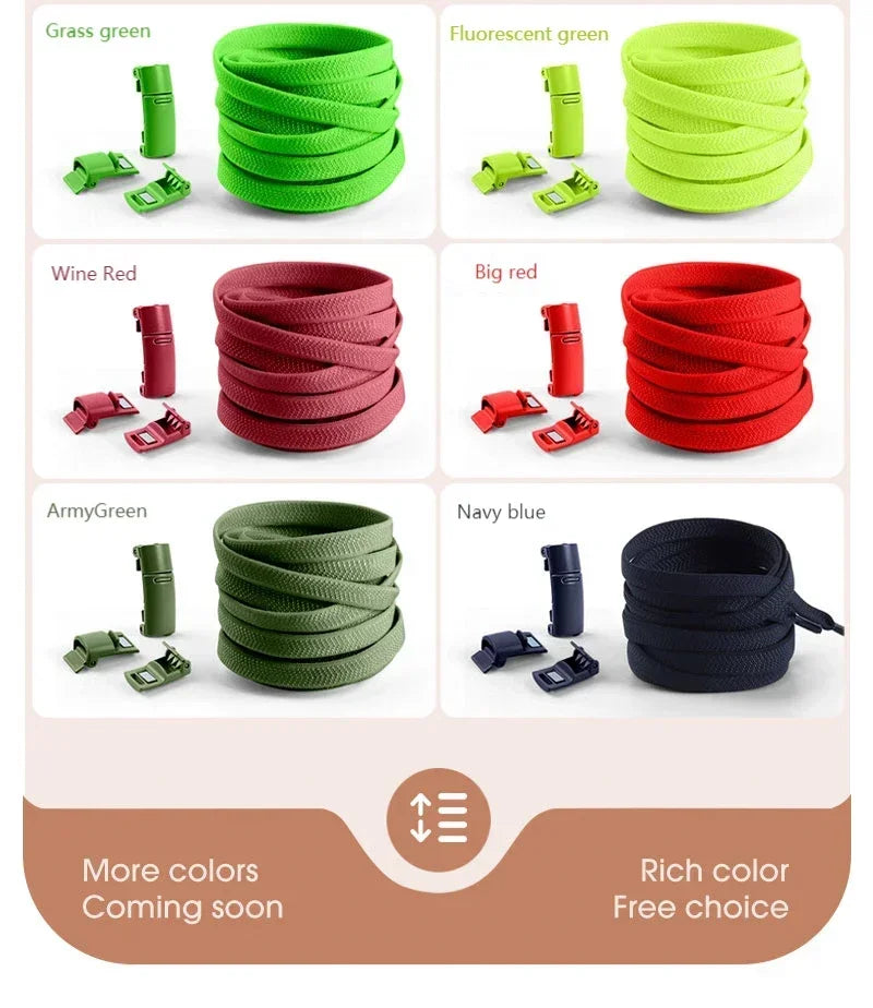 No Tie Shoe Laces Magnetic Shoelaces Without Ties Colorful Lock Elastic Laces Sneakers for Kids Adult Flat Shoelace Rubber Bands