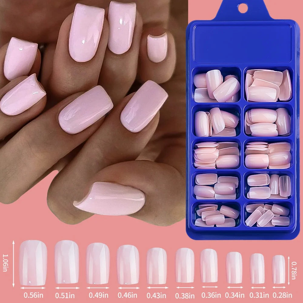120pcs Glossy Short Square False Nails Black/White Full Cover Simple Press On Nails Tips Artificial Fingernail Extend Fake Nails