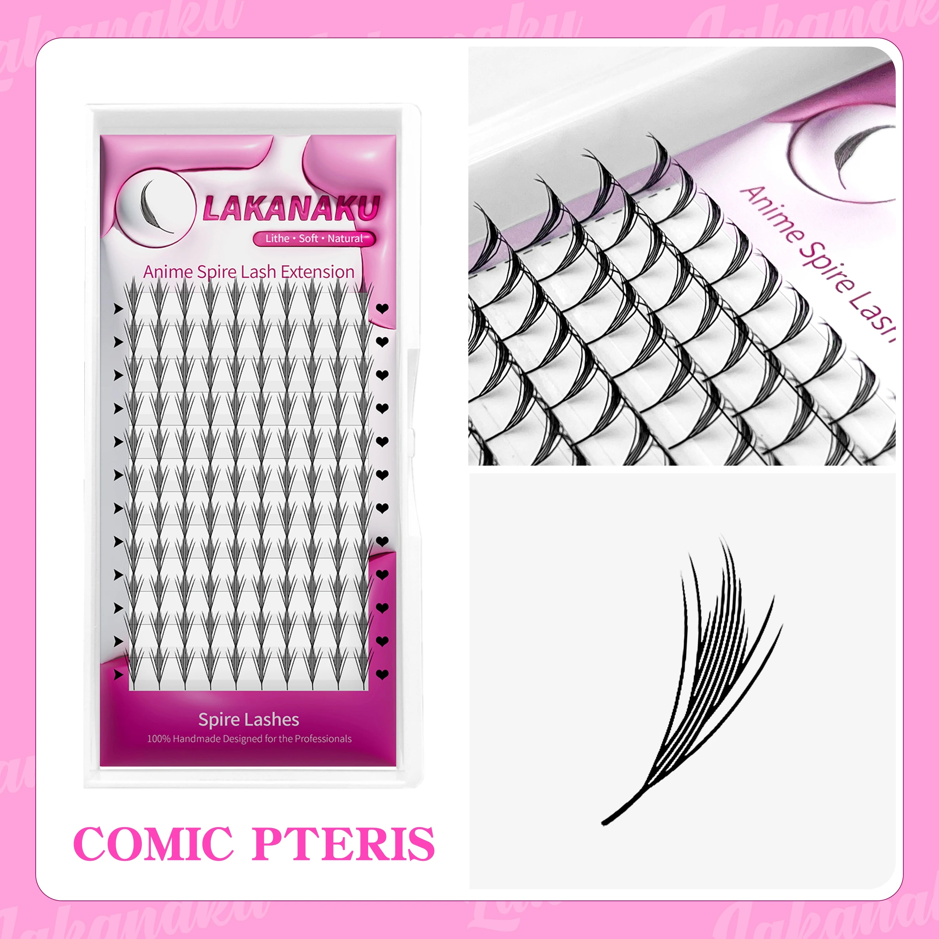 LAKANAKU Spire Lashes Feather Individual Eyelash Extensions B/C/CC/D Cashmere Volume Premade Spikes Eyelashes