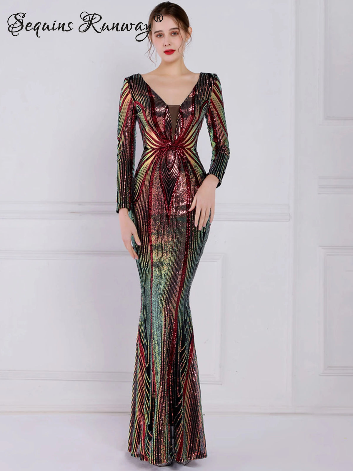 Sexy long sleeve birthday evening dresses for women 2026 elegant luxury wedding party dress vintage maxi sequin dress vestidos