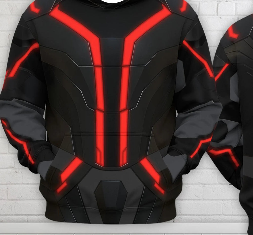 Halloween Costume Cyberpunk Style TRON Ares Red Circuit Hoodie | Futuristic Streetwear for Men, Autumn Winter New Arrival