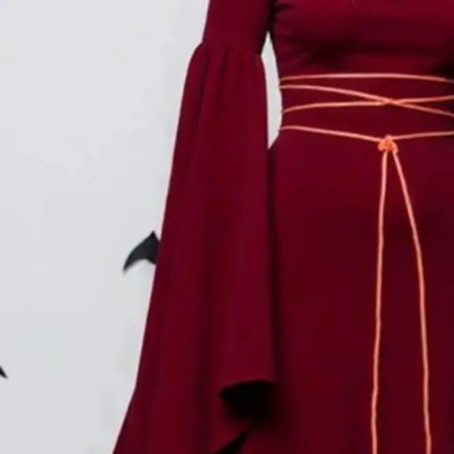 Gothic Dress for Women Halloween Renaissance Witch Dress Long Bell Sleeve Medieval Costume for Halloween Cosplay Party