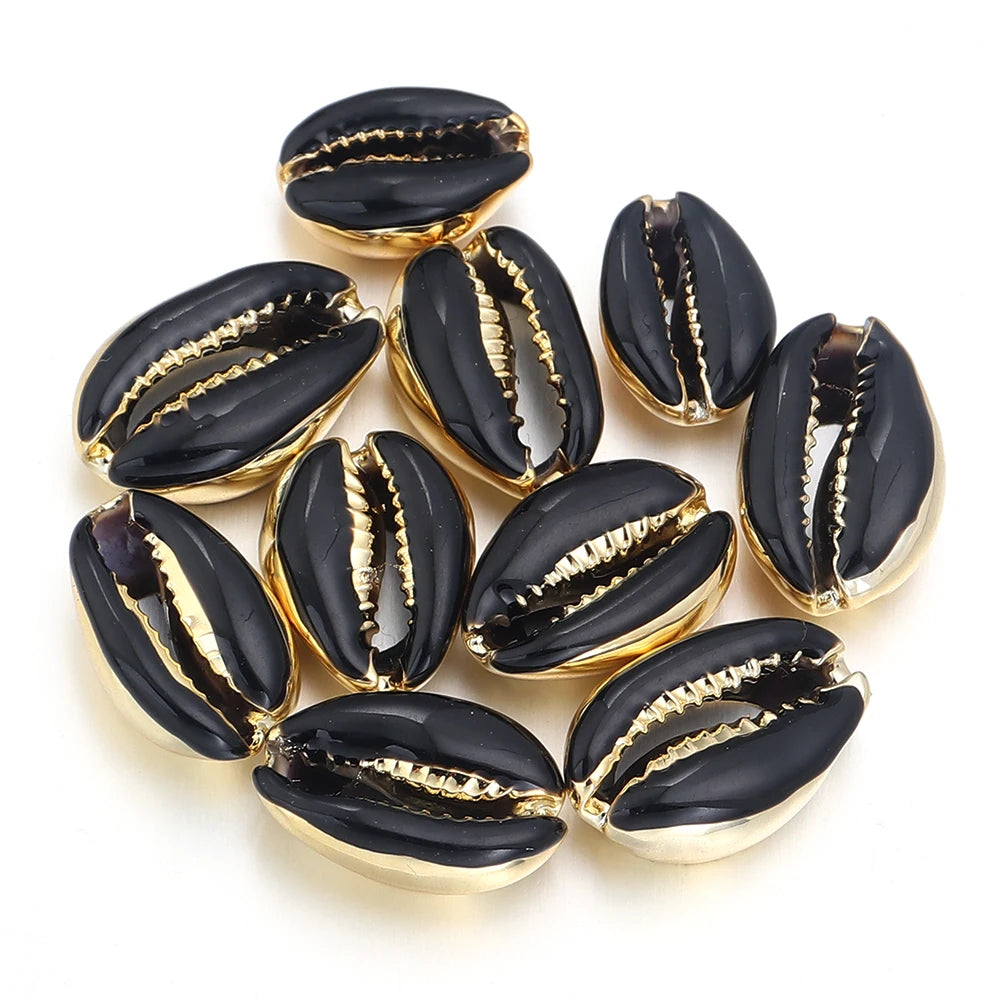 10pcs/lot 13-20mm Electroplated Colored Shell Shaped Beads For Jewelry Making Charm Pendant DIY Fashion Necklace Earrings Gifts