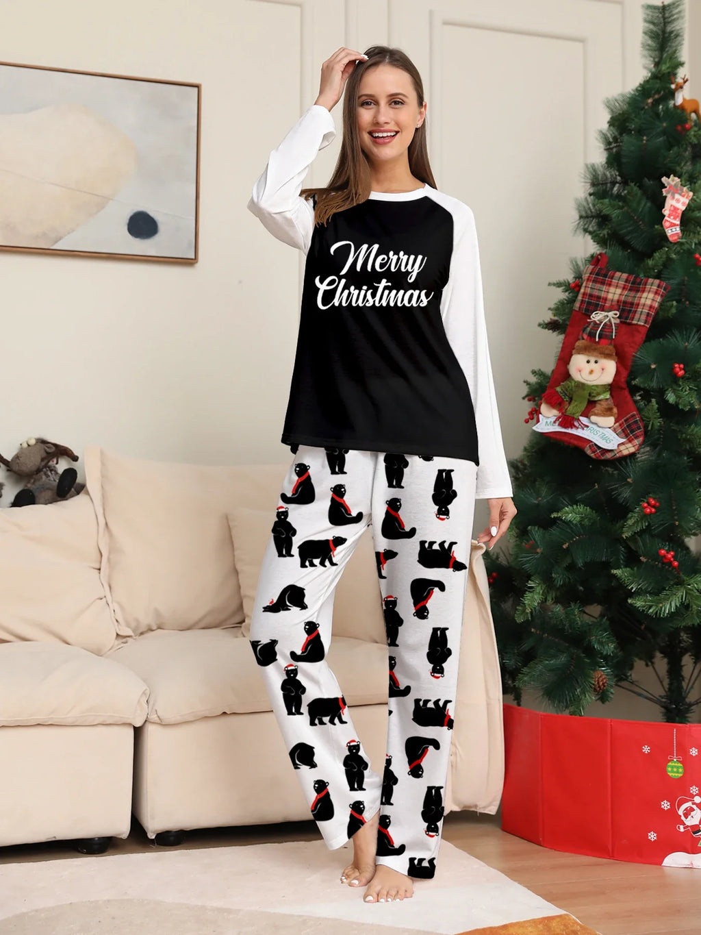 Family Christmas Pajama Sets - Red - Green Plaid Design with Elk Patterns, Comfortable for Holidays