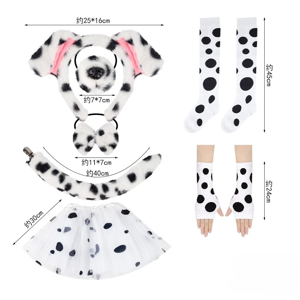 Halloween Animal Costume Kids Puppy Dog with Tutu Ear Headband Bowtie Tail Paws for Boys Girls