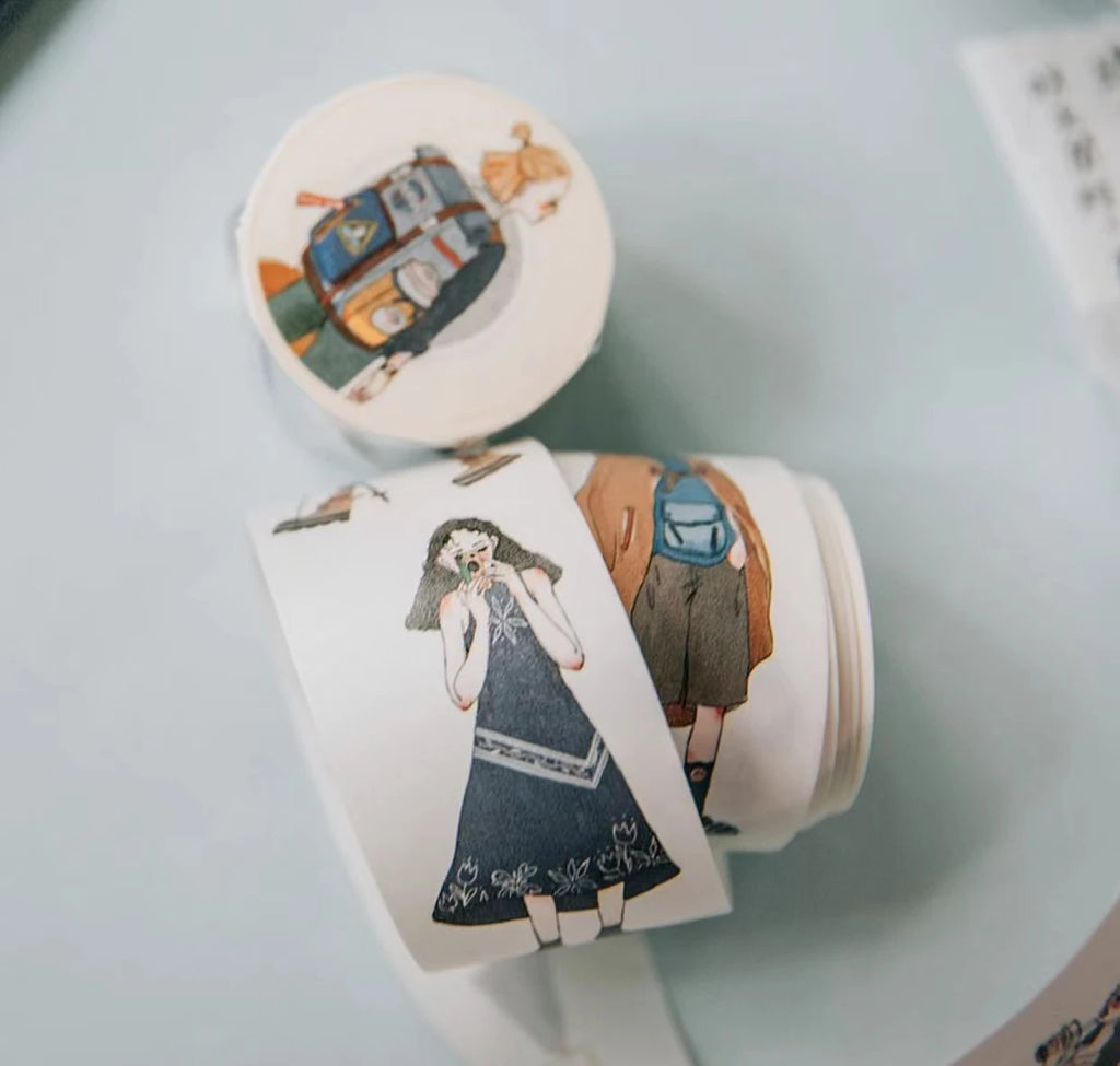 1 Loop Lovely Bon Voyage Life Is Beautiful Girl Washi PET Tape Planner DIY Scrapbooking Decorative Plan Sticker