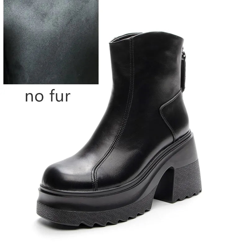 AIYUQI Women High Heel Boots Genuine Leather 2026 New 10cm Heel High Women's Booties Platform British Style Fashion Boots Women