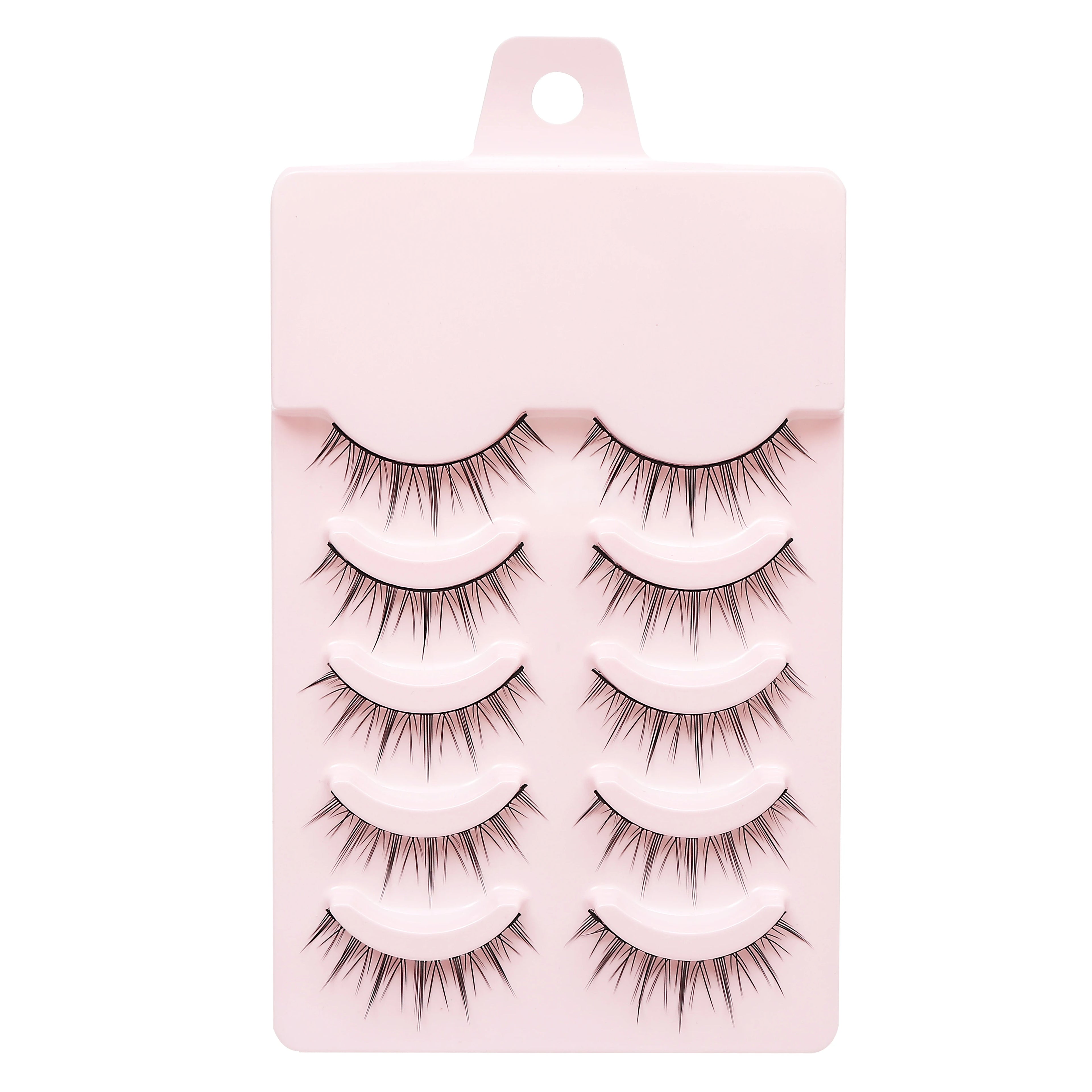 LTWEGO Fake Eyelash Mink Lashes 5 Pairs Little Devil Eyelashes Natural Daily Makeup Manga Eyelashes Clear Band Eyelashes Cilios