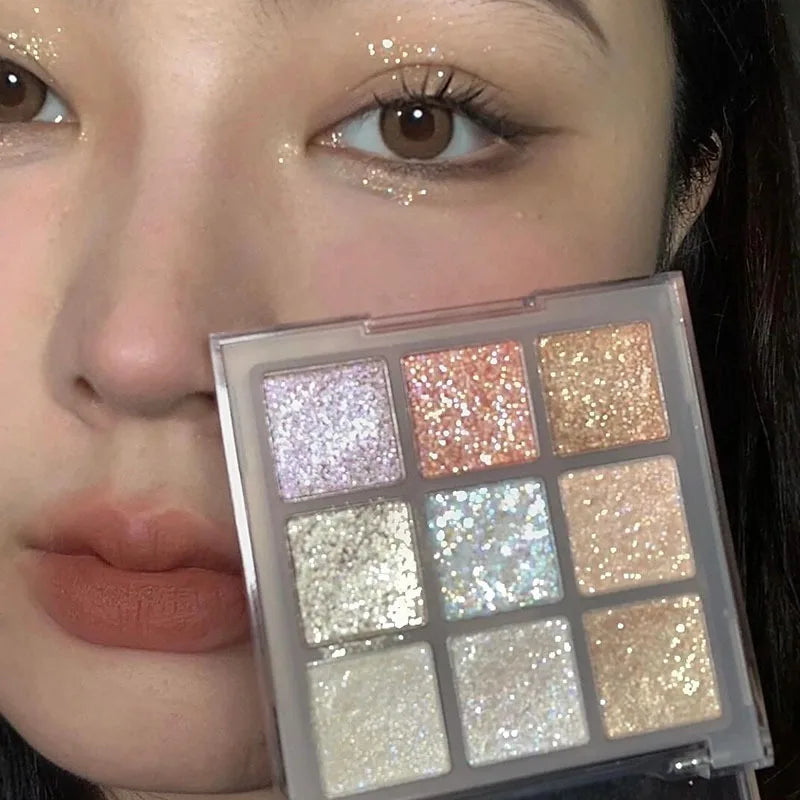 Full Pearlescent Eyeshadow Palette Sparkling Sequin Earth Blue Purple Shimmer Highlight Metallic Eye Shadow Glitter Eye Pigments
