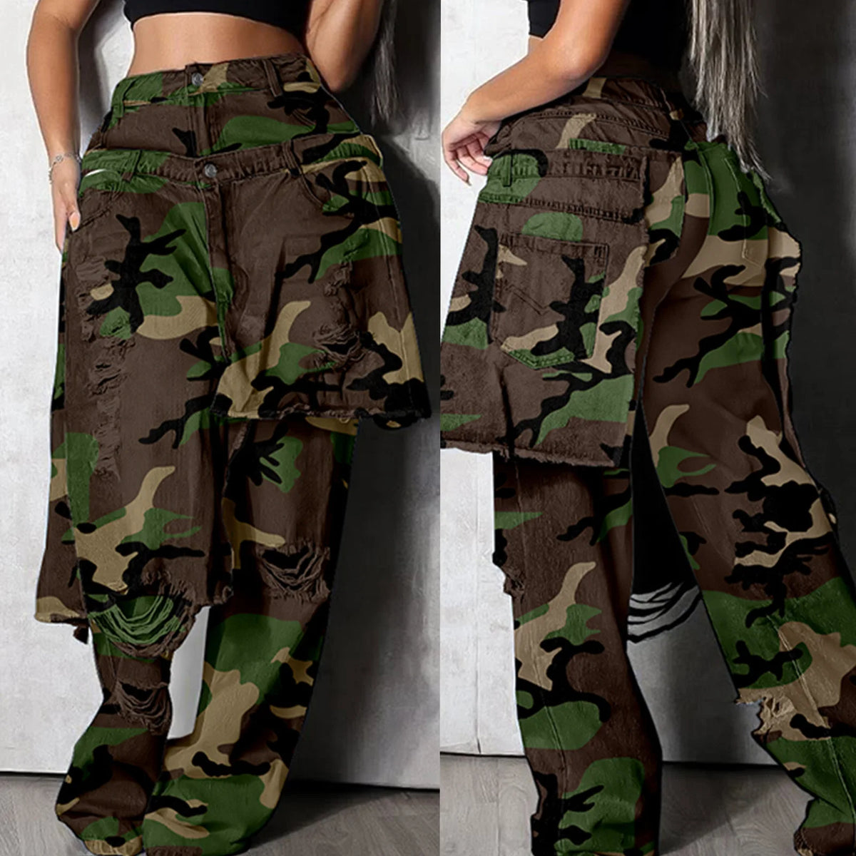 Cargo Pocket Pants High Waist Camouflage Y2K Streetwear 2025 Women Winter Fashion Clothes Trousers Sexy Elegant Baggy Pants
