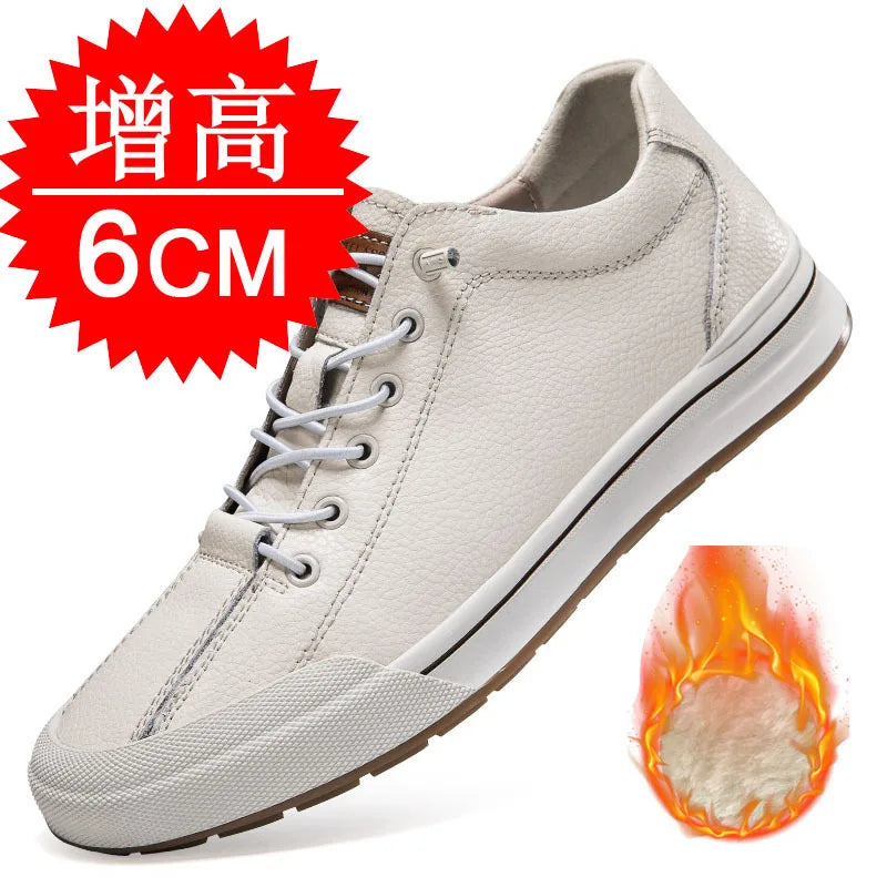 Elevator Shoes for Men Height Increasing Sneakers 6cm Inches Taller Leather Casual Shoes with Height Increase Shoes