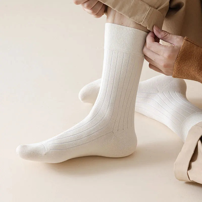 Miosam Custom Logo Solid Cotton Casual Business Socks Antibacterial Deodorant Sweat Absorbent Breathable Socks Men Crew Socks