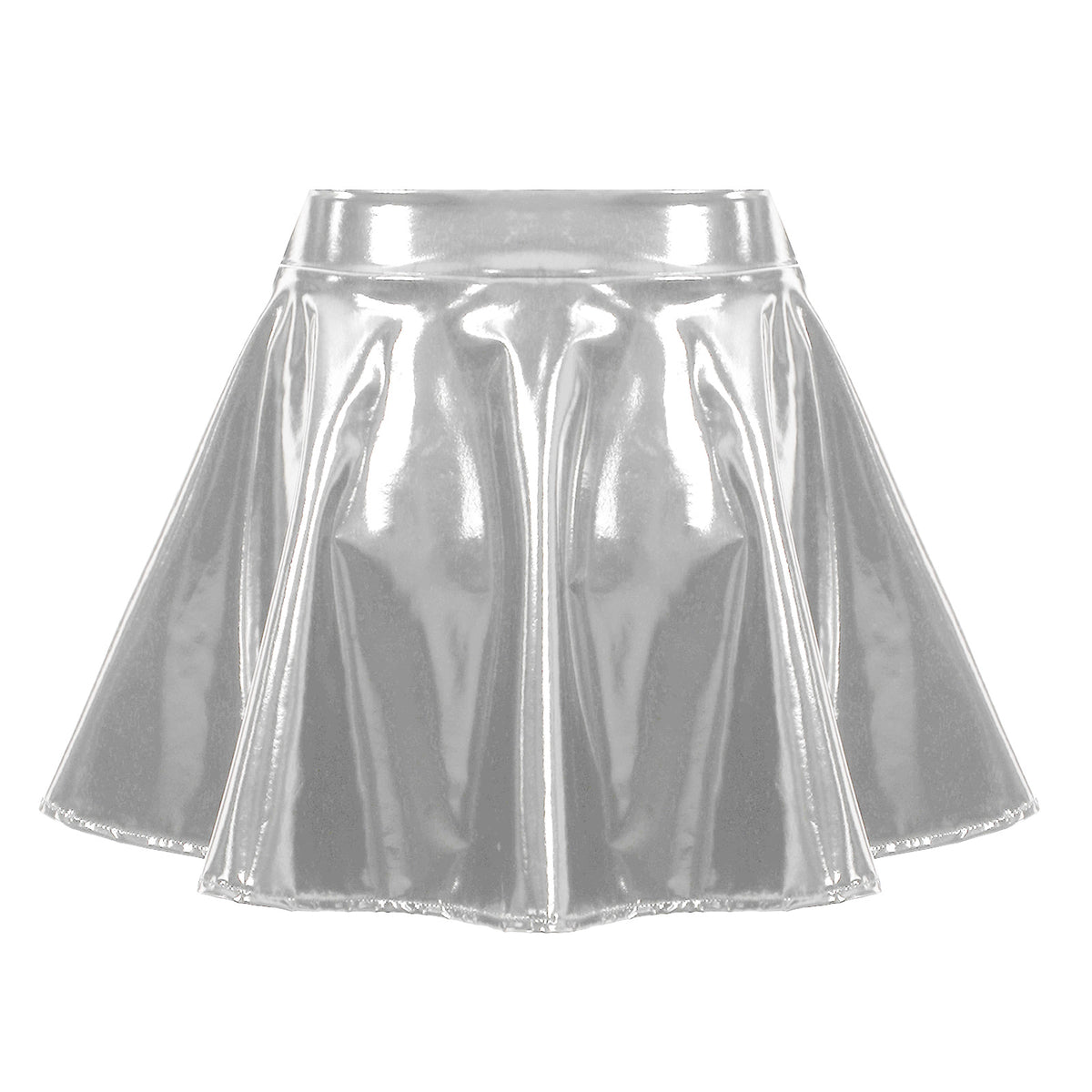 Sexy Women Wetlook PVC Leather Ruffled Skirts Party Low Waist Built-in Thongs Mini Skirt with Garter Belts Metal Clips Set Club