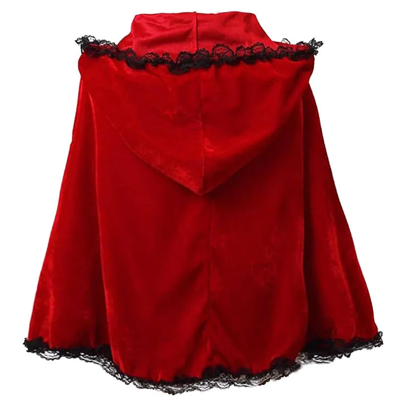 Halloween Costume Party Cosplay Red Hoodie Adult Performance Dress with Hooded Cape