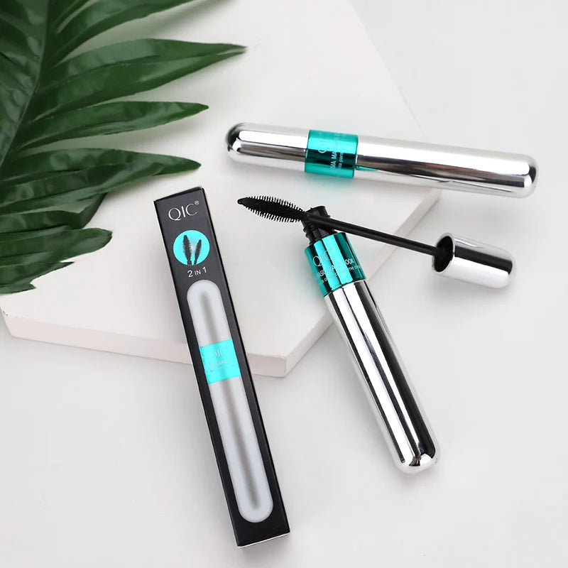 4D Mascara Double Effect Lengthen Curling Thick Eyelash Extension Long Lasting Silk Fiber Eye Lashes Makeup Mascara Cosmetics