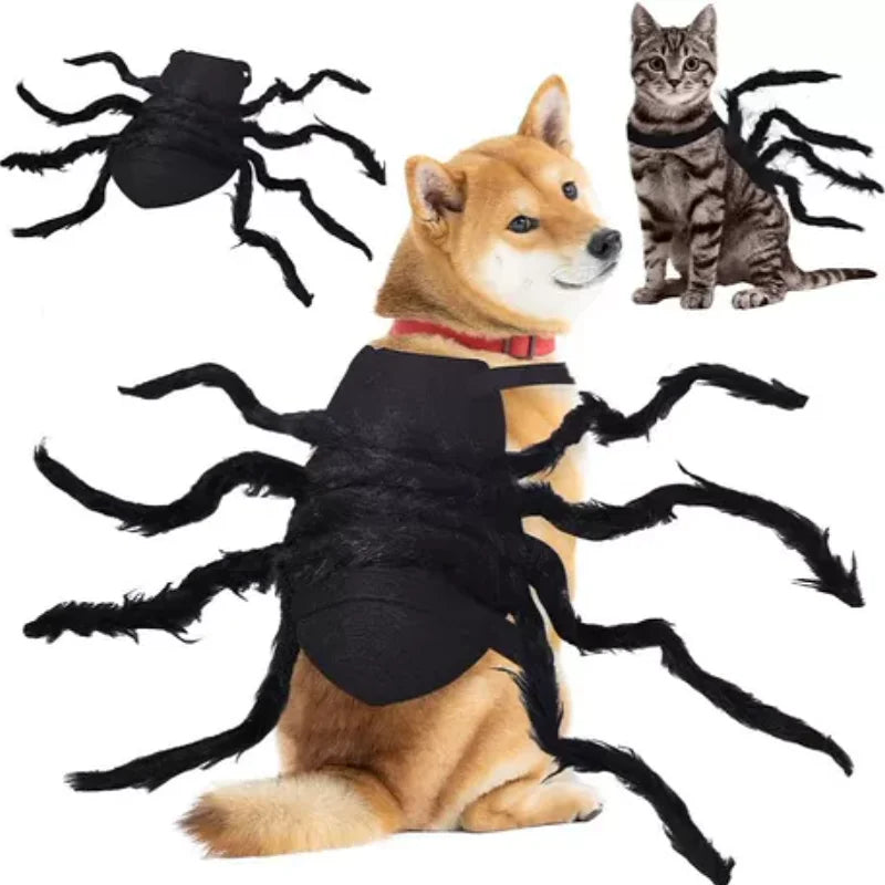 Halloween Pet Spider Costume Funny Realistic Furry Dog Cat Clothes Cosplay Chest Back Outfit Party Costume for Small Medium Dogs