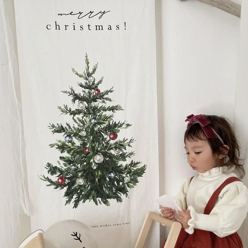 Wall Hanging Tapestries Christmas Tree Background Cloth Photo Props 2024 Poster