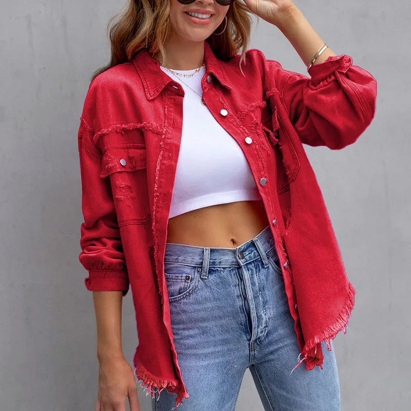 Solid Casual Loose Denim Shirts For Women 2025 Autumn Vintage Women's Oversized Shirts And Blouses Fashion Youth Female Tops