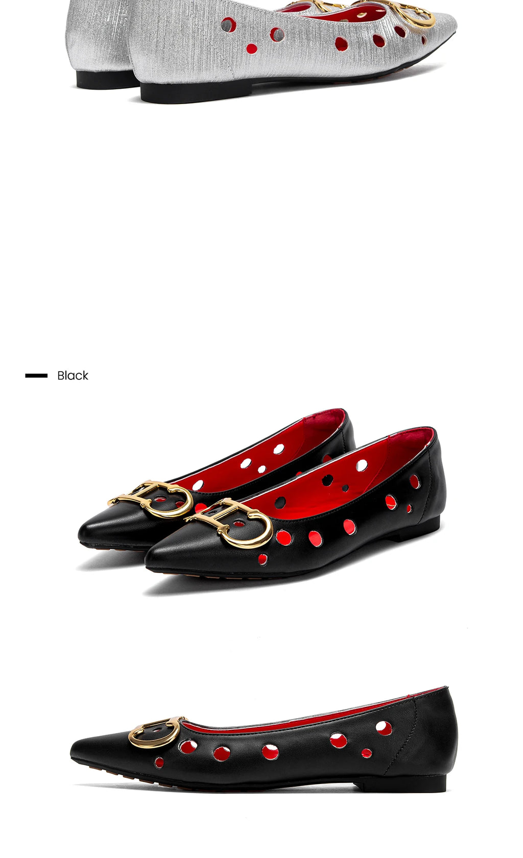 CHCH Women's Flat Shoes 2025 New Punching Design Pointed Women's Shoes Simple Anti slip