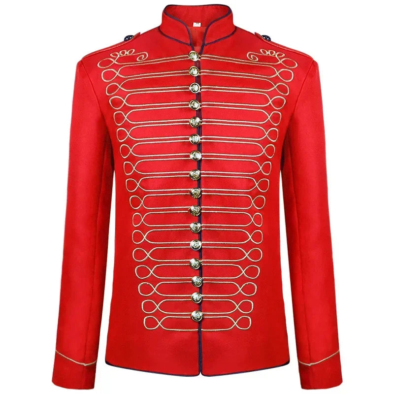 Halloween Cosplay Costume New Men's Medieval Jacket Steampunk Hussar Marching Band Military Drummer Parade Jacket Coat