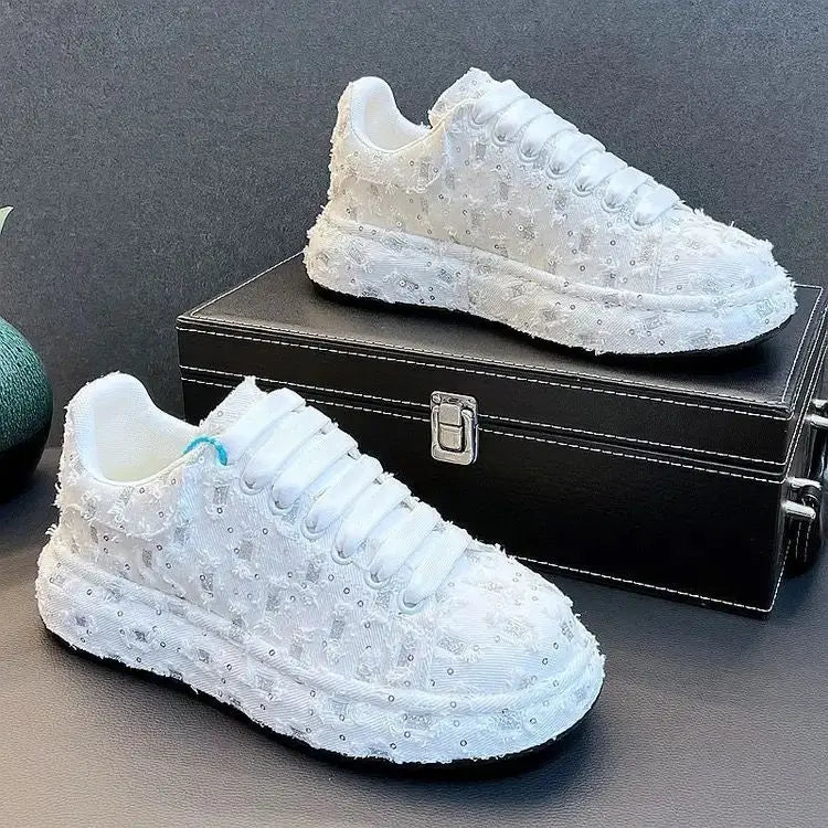 Sneakers Casual Mens Designer Bling Graffiti Board Shoes Fashion Microfiber Leather Breathable Increased Internal Platform Shoes