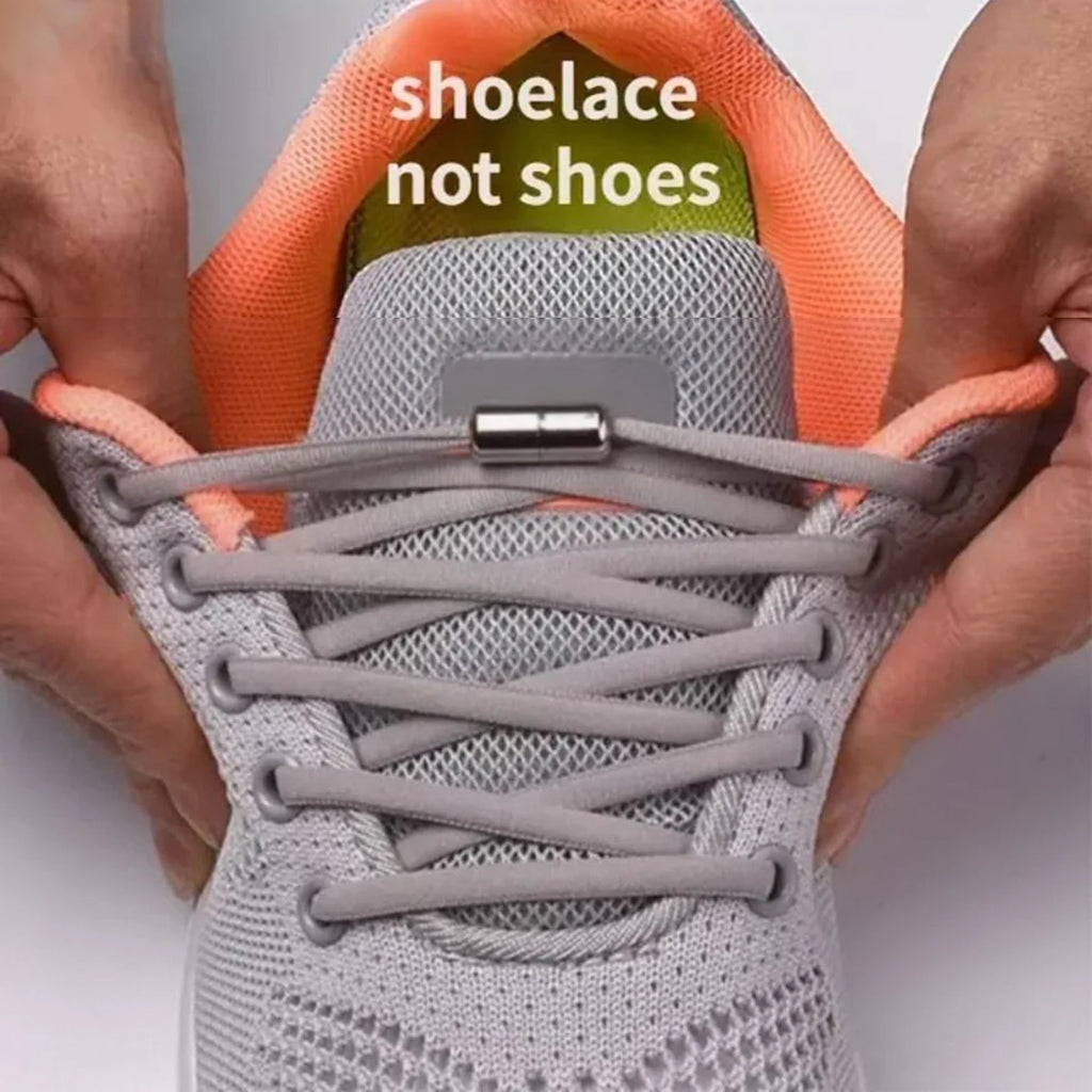 Tie-Free Elastic Shoelaces Semi-Round Lazy Laces with Metal Capsule Buckle for Easy And Secure Shoe Fastening