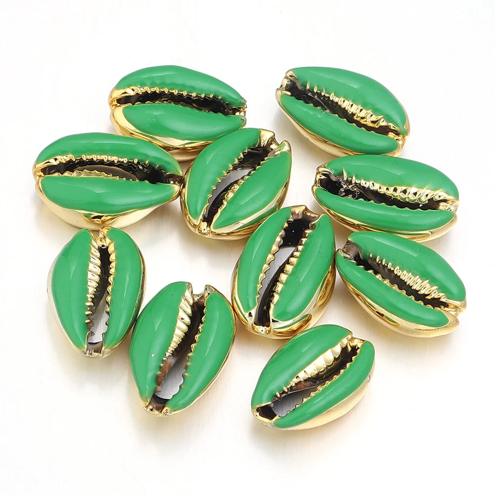 10pcs/lot 13-20mm Electroplated Colored Shell Shaped Beads For Jewelry Making Charm Pendant DIY Fashion Necklace Earrings Gifts