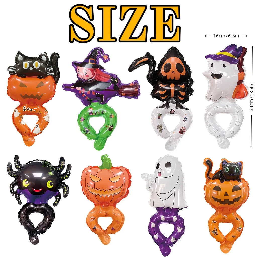 Halloween Wrist Balloon Set Cartoon Pumpkin Bat Skull Design Colorful Party Favors Halloween Day of The Dead New Year Christmas