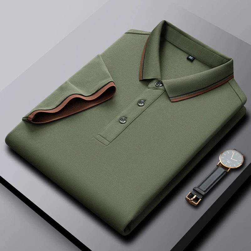 GAAJ Business Polo Shirt Men,Casual Brand Tops,Striped Collar T shirt,High Quality Cotton Tee,Social Poloshirt,Menswear Clothes