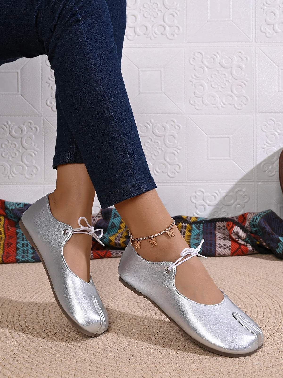 Fashion Soft Leather Split Toe Women Tabi Ballet Flats Spring Autumn Comfortable Walking Lazy Loafers Casual Girls Dance Shoes