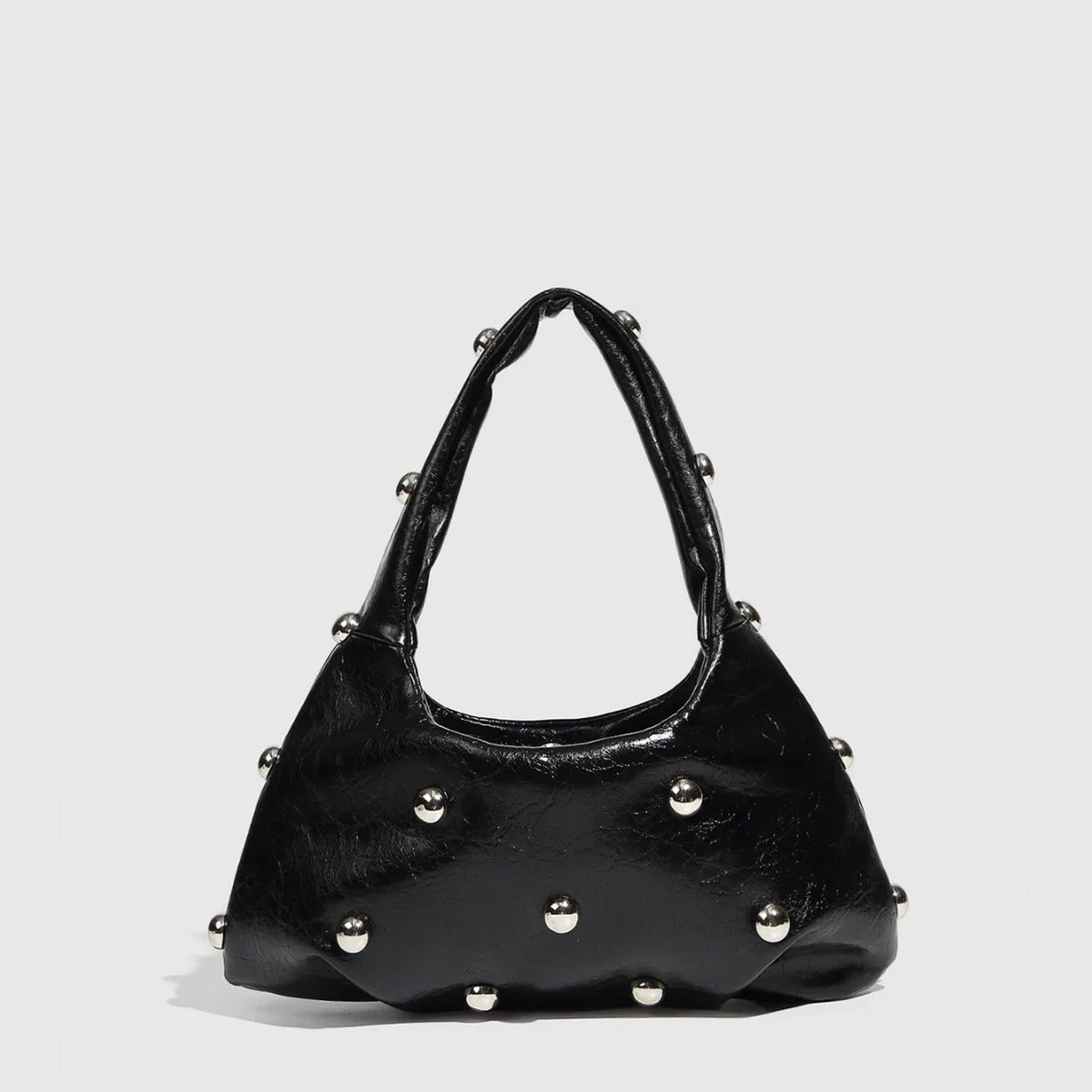 NEW Rivet Women's Handbags Soft PU Leather Shoulder Bag Casual Designer Hobos Half Moon Underarm Bags for Women 2025 Tote Clutch