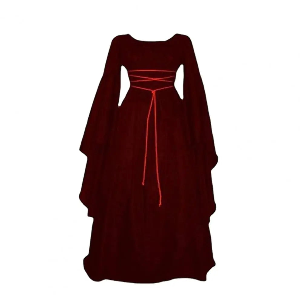 Gothic Dress for Women Halloween Renaissance Witch Dress Long Bell Sleeve Medieval Costume for Halloween Cosplay Party