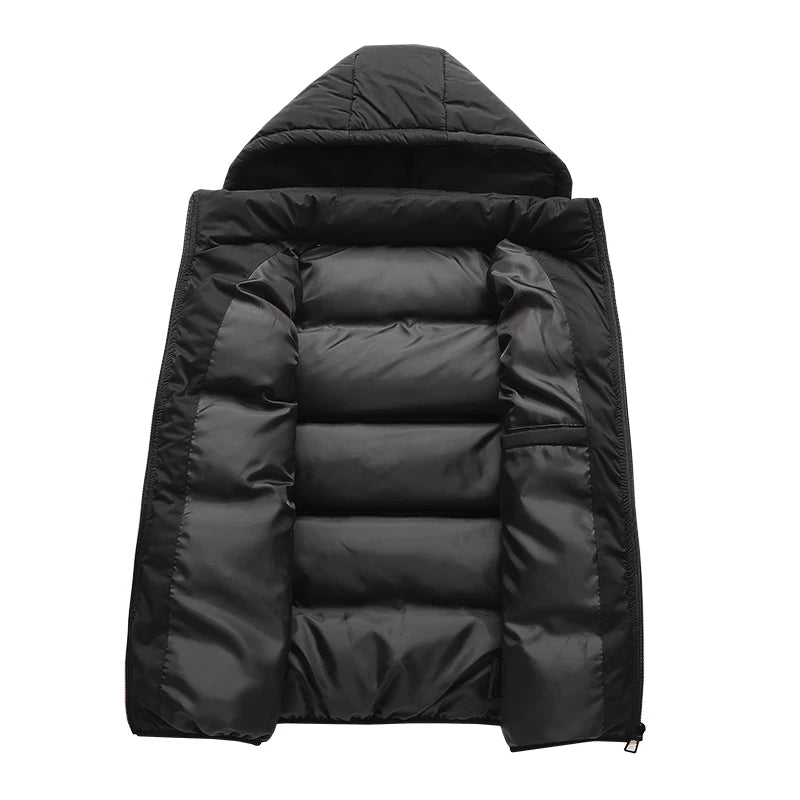 Autumn Winter Men Hooded Thicken Casual Sleeveless Vests Jackets Coat Mens Detachable Hat Waistcoat Vest Man Cotton Outwear Vest