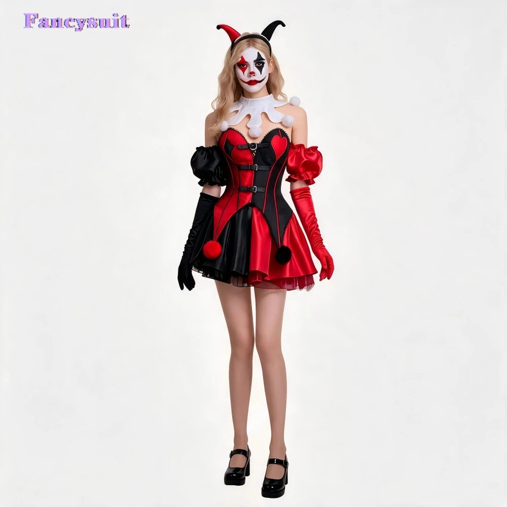 Halloween Cosplay Clown Skirt Hairband Clothing Women Party Disguise Roleplay Female Outfits Suit Halloween Costume Carnival