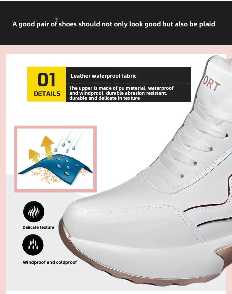 Winter New Women's Cotton Shoes Warm Heightening Casual Sports Shoes Invisible Heightening 8 Cm Women's Shoes round Toe EVA Inso