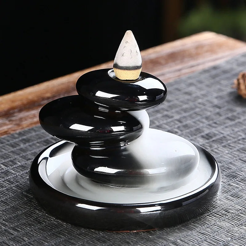 YXYMCF Rock Rockery Backflow Incense Burner Waterfall Reflow Incense Holder Ceramic Decorations for Home CN Tearoom Ornaments