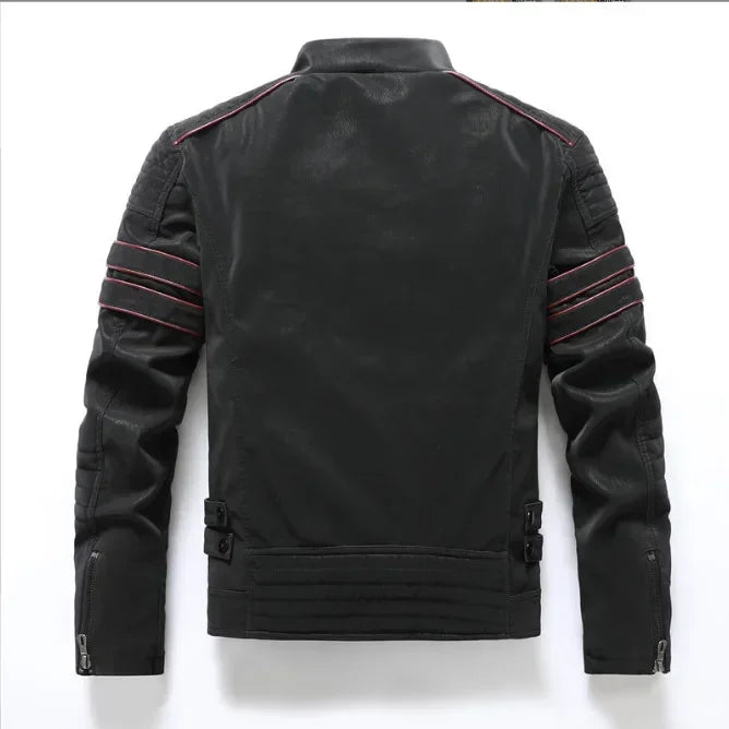 New Pilot Jackets Men's PU Jacket Fashion Casual Stand Collar Motorcycle Coats Trend Men Embroider Windbreak Warm Leather Jacket