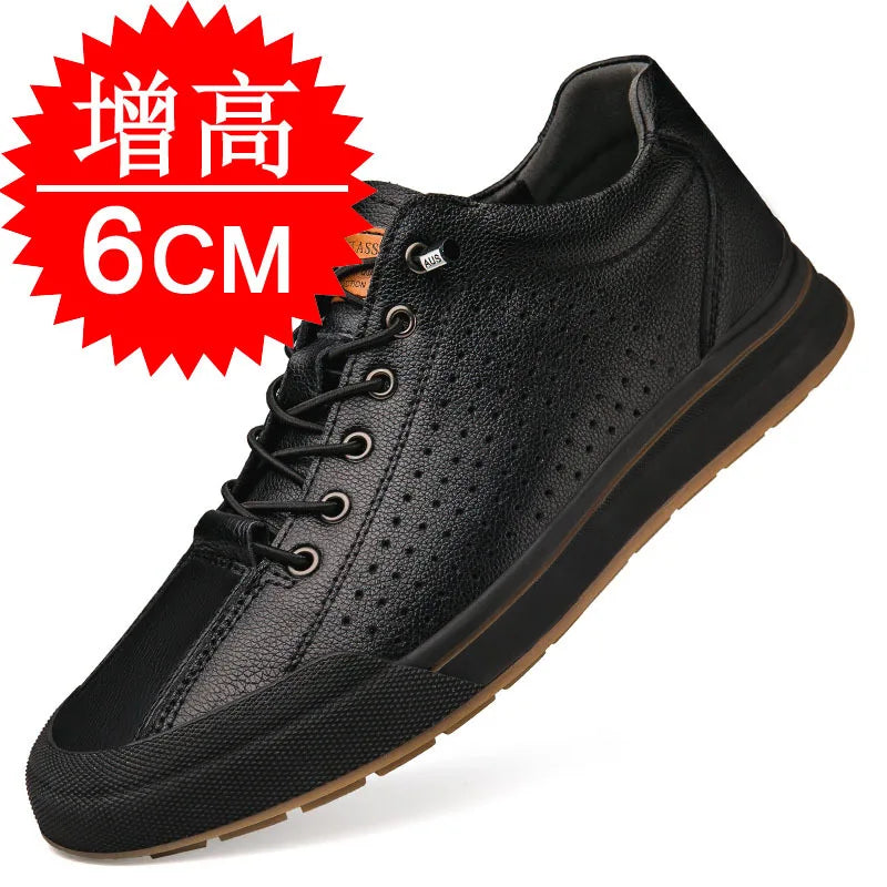Elevator Shoes for Men Height Increasing Sneakers 6cm Inches Taller Leather Casual Shoes with Height Increase Shoes