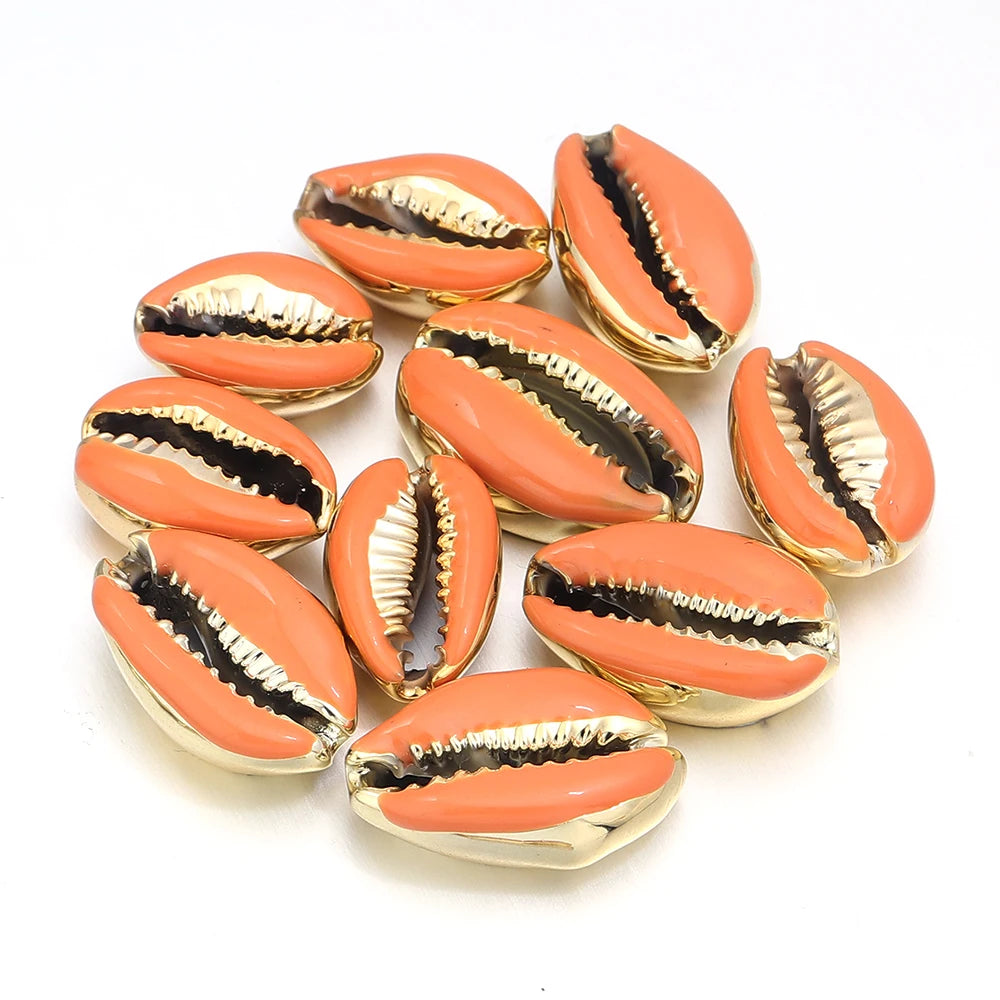 10pcs/lot 13-20mm Electroplated Colored Shell Shaped Beads For Jewelry Making Charm Pendant DIY Fashion Necklace Earrings Gifts